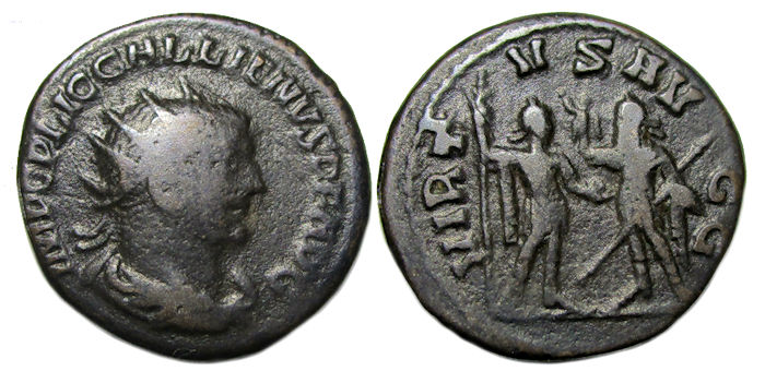 Gallienus Ae Antoninianus : VIRTVS AVGG : Gallienus and Valerian
